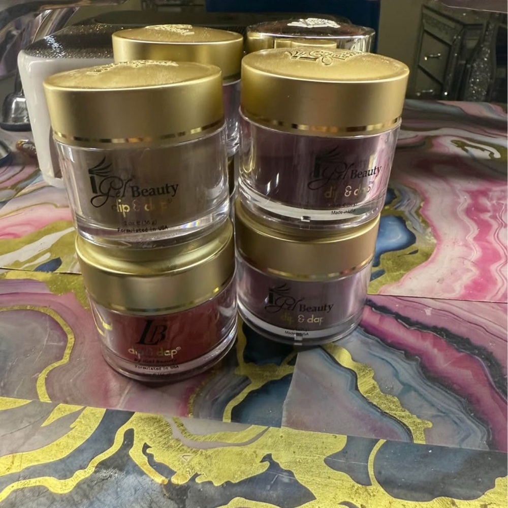 Dip & Dap Nail Powder Set - Gold, Pink, Red